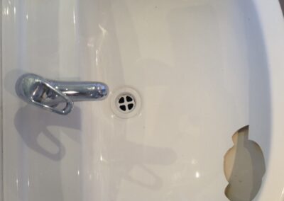 Broken sink basin before resurfacing fix Perth Western Australia