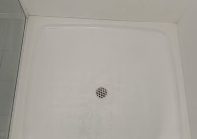 Shower basin after repair, refinishing, Perth Western Australia